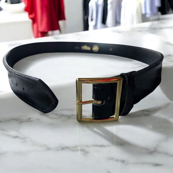 NWOT BOSTON 6505 (44) Unisex Black/Purple Leather Garrison Belt - Picture 3 of 10